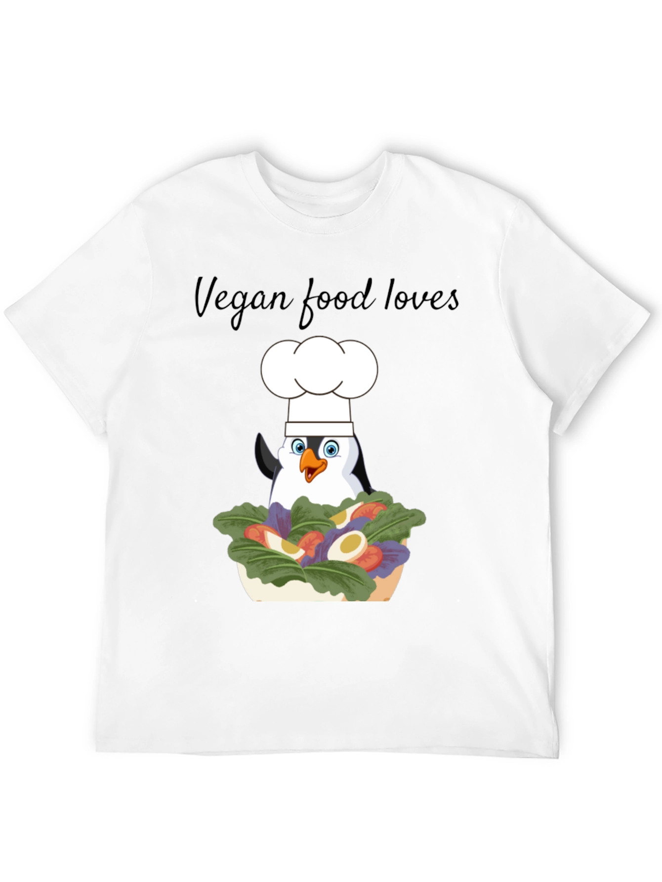 Vegan Penguin Chef Graphic T-Shirt