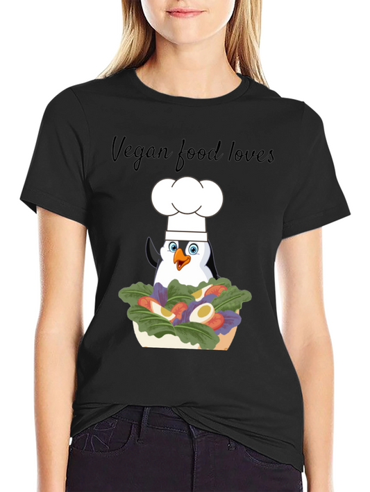 Vegan Penguin Chef Graphic T-Shirt