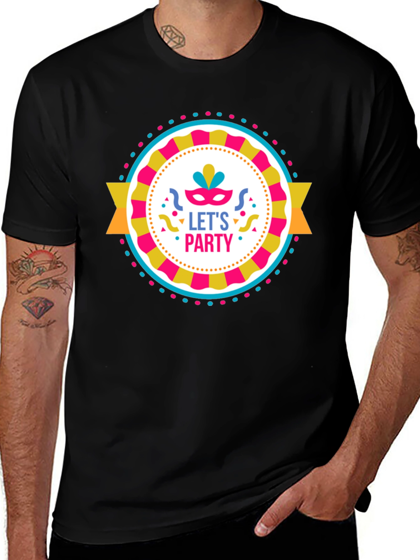 Lets Party Graphic Tee - Black Cotton T-Shirt