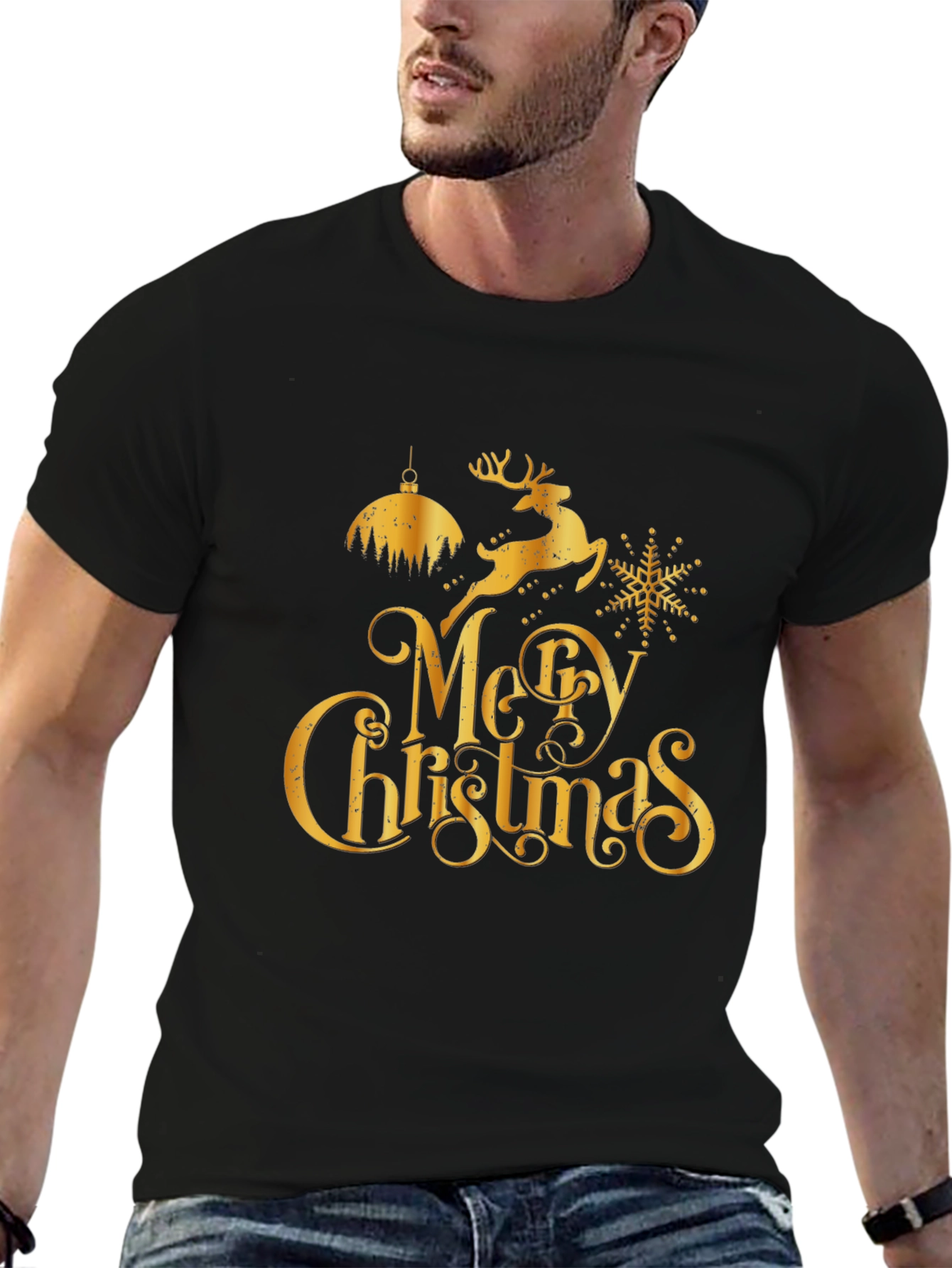 Merry Christmas Black Graphic Tee