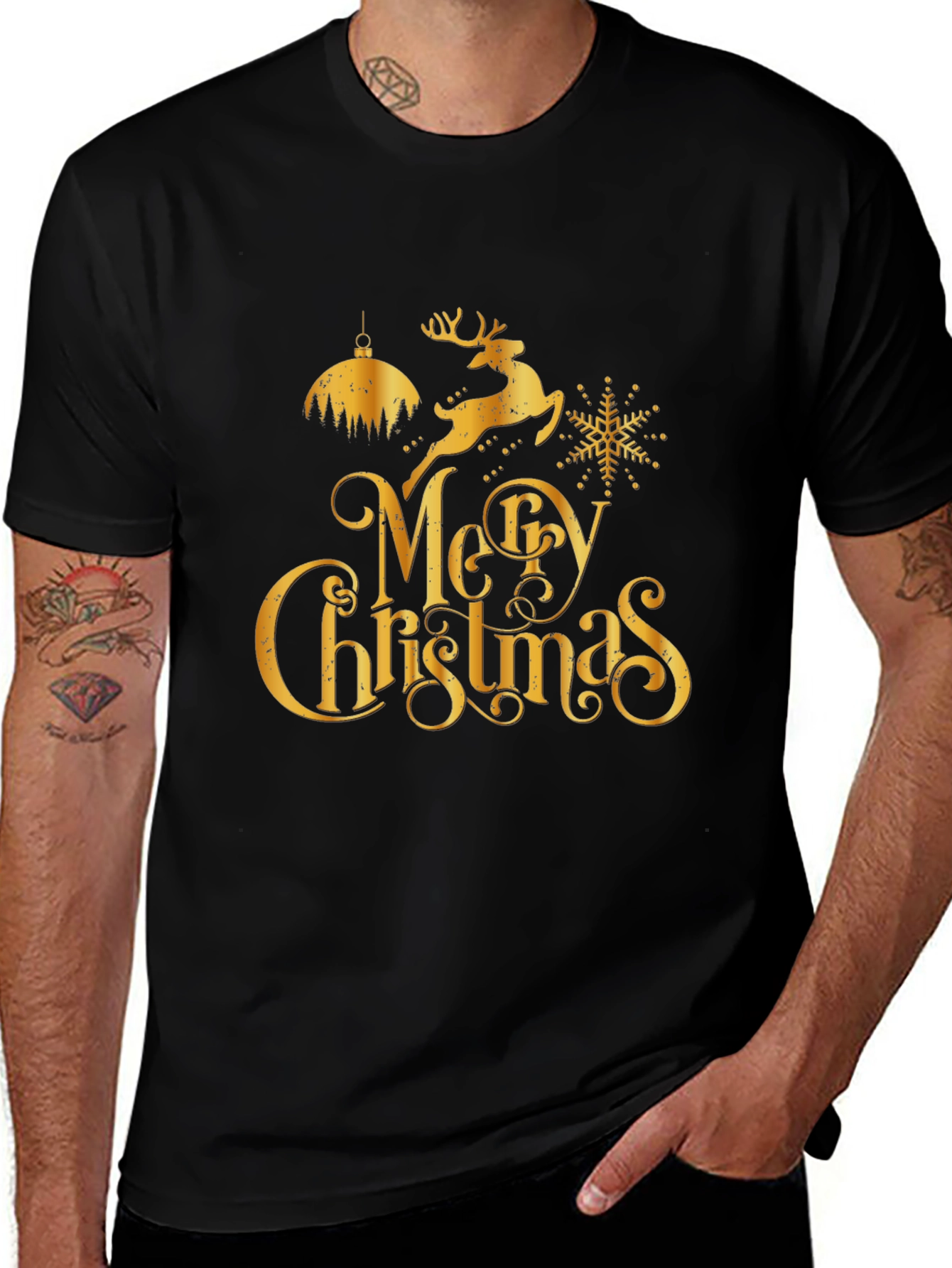 Merry Christmas Black Graphic Tee