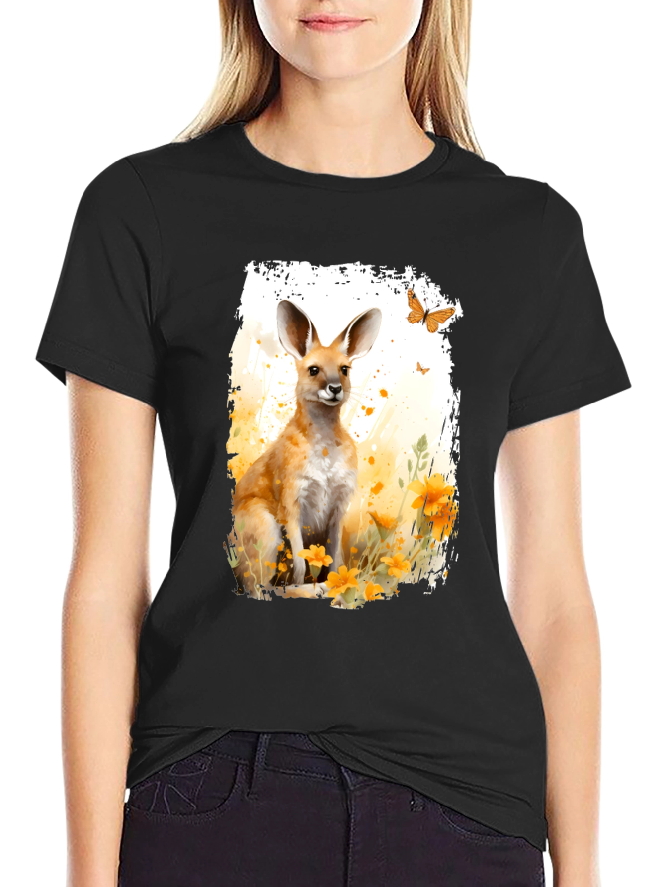 Kangaroo Watercolor Graphic Tee