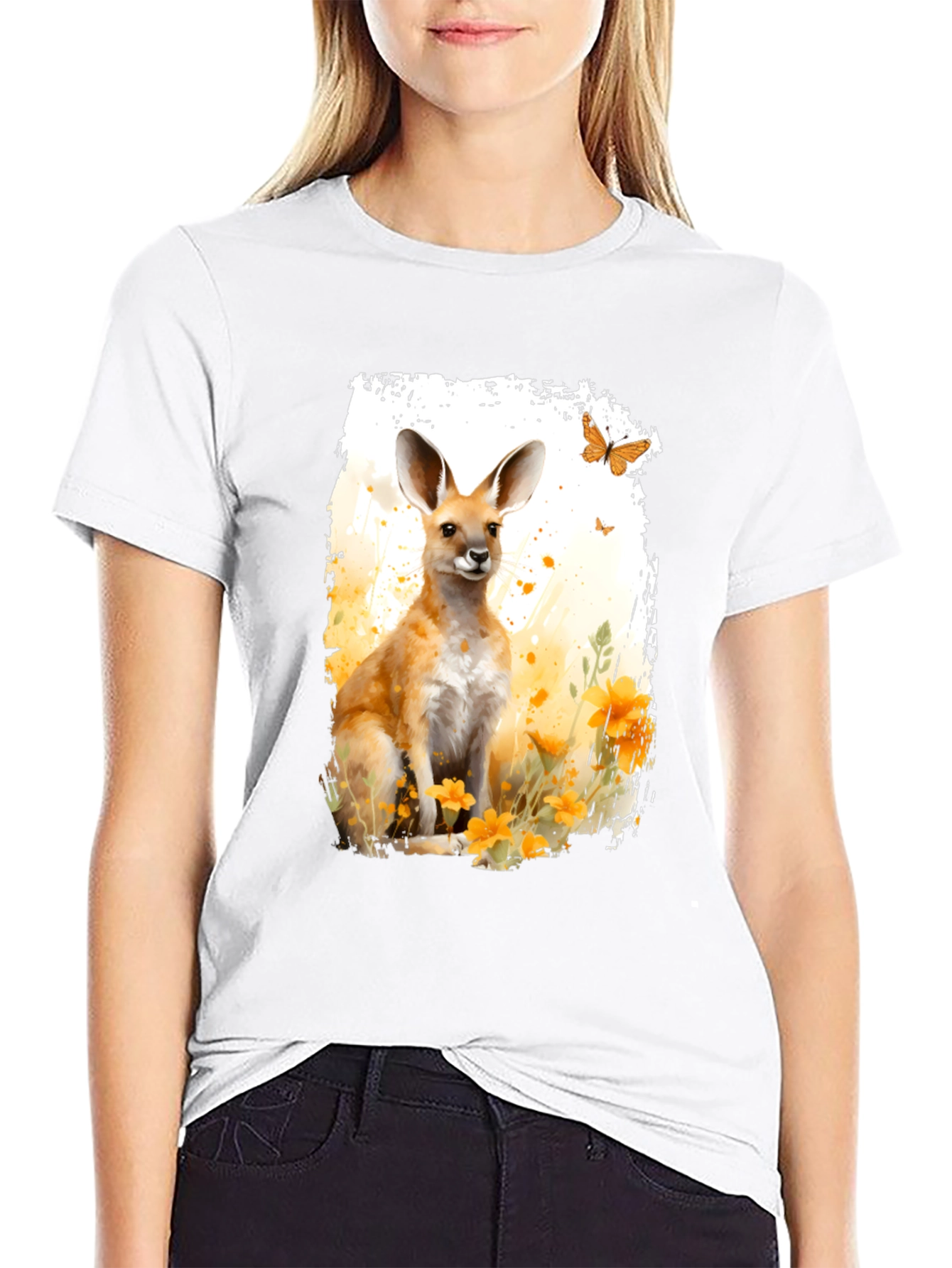 Kangaroo Watercolor Graphic Tee