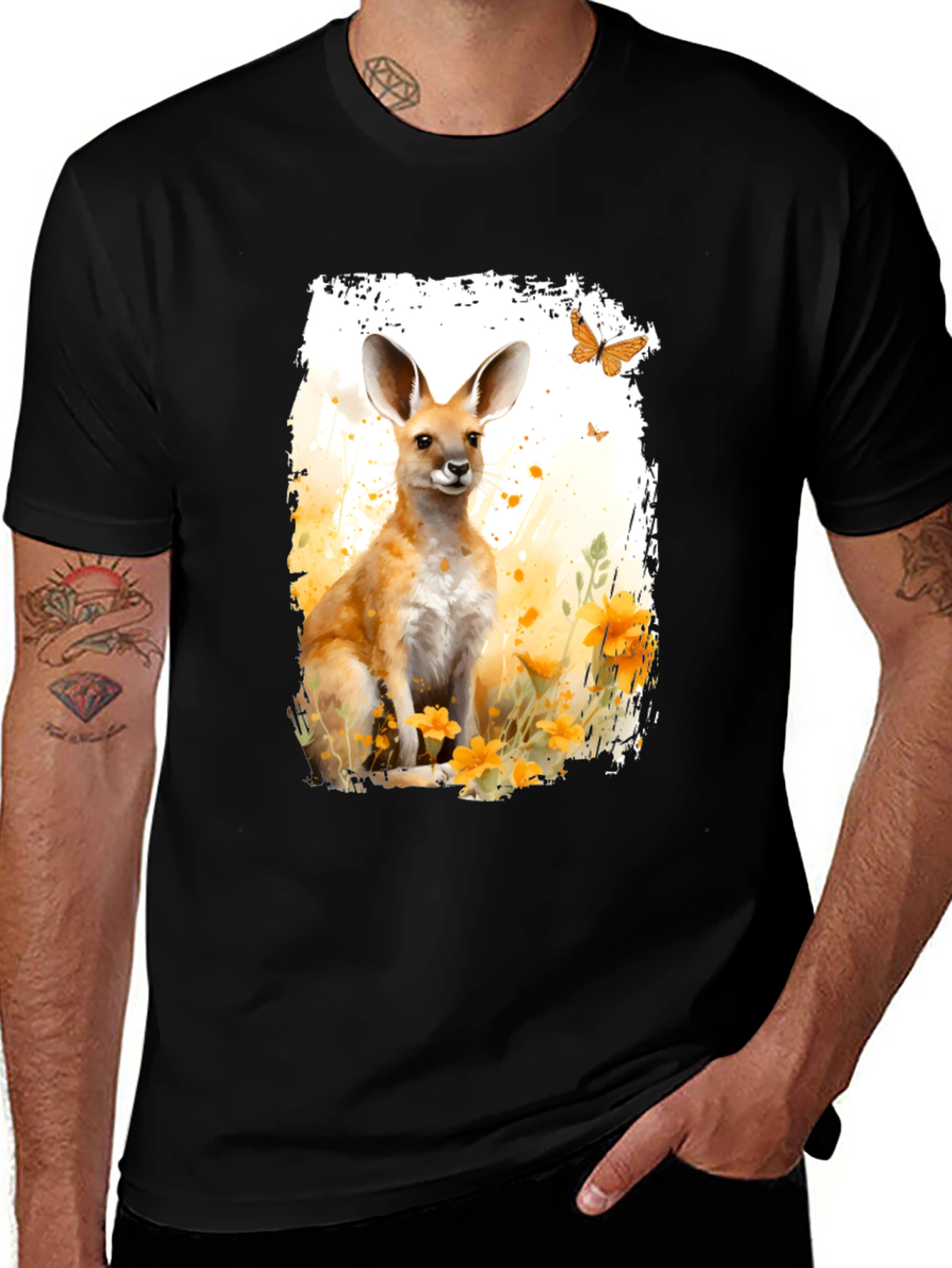 Kangaroo Watercolor Graphic Tee