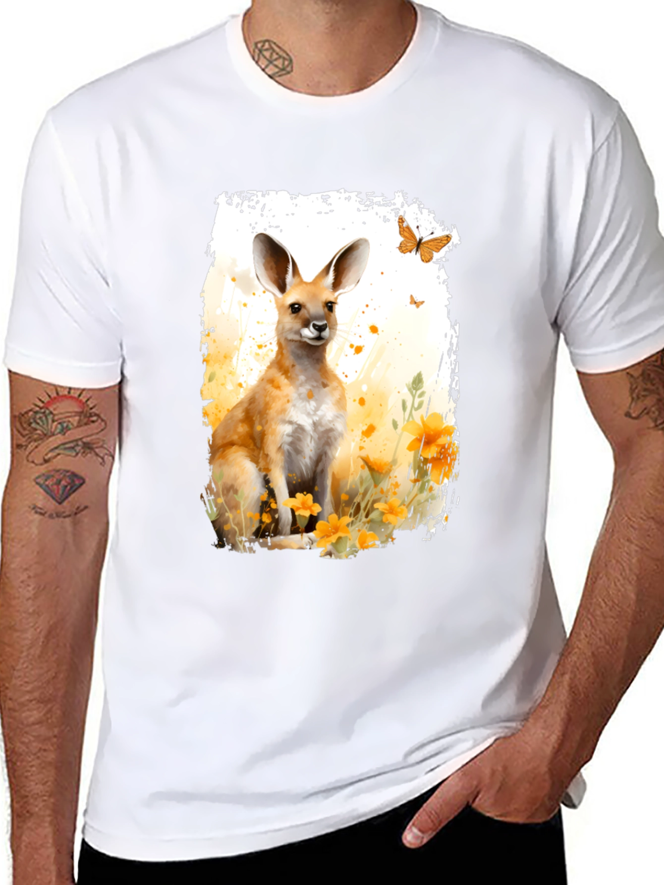 Kangaroo Watercolor Graphic Tee