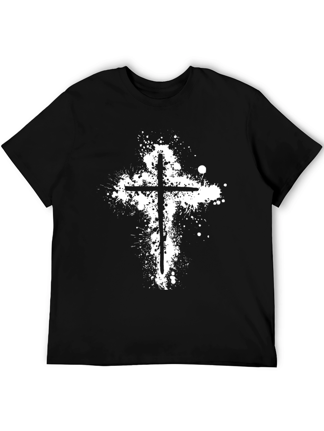 Grunge Cross T-Shirt - Black Cotton Blend
