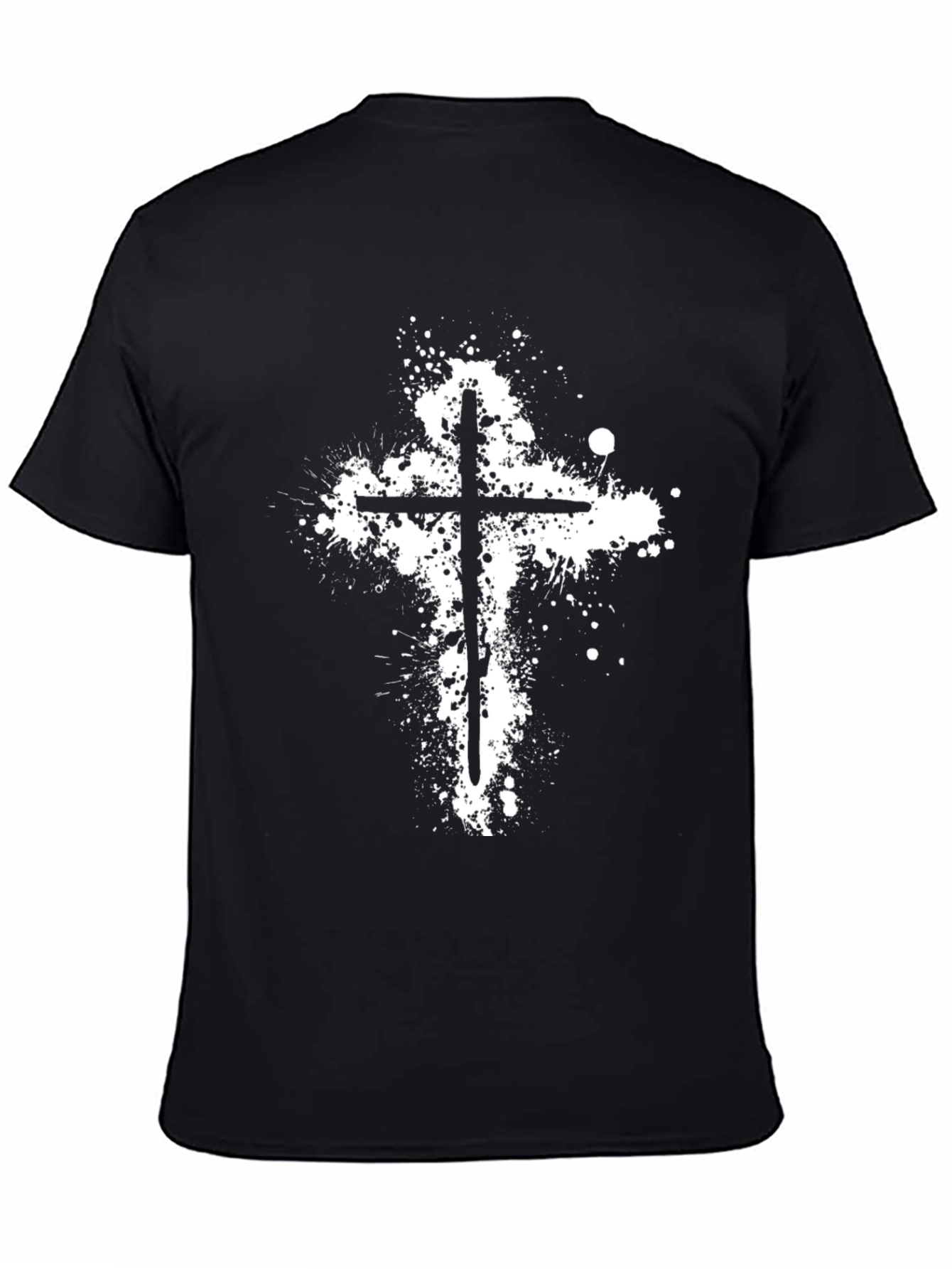 Grunge Cross T-Shirt - Black Cotton Blend