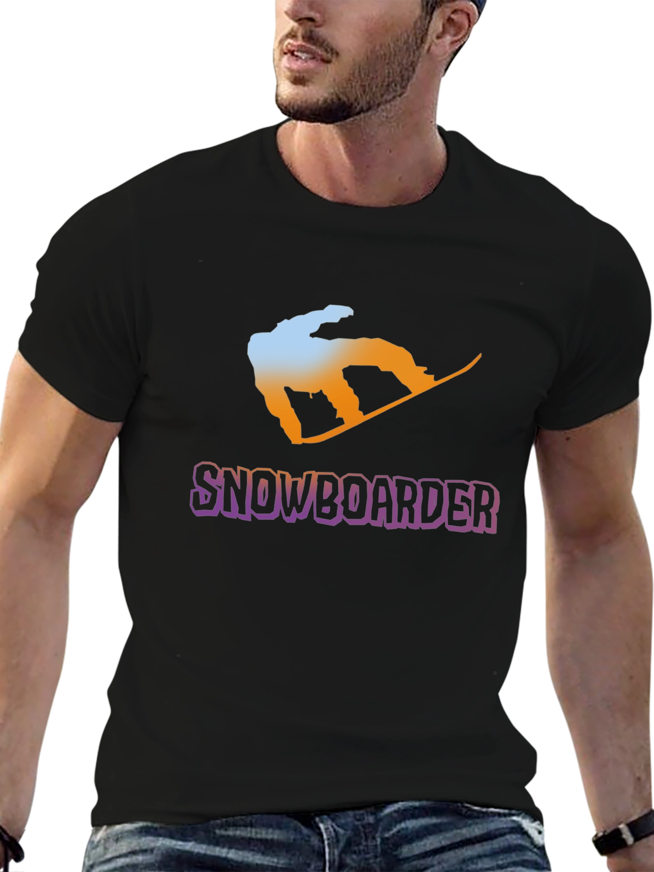 Snowboarder Graphic Tee - Black Cotton Blend