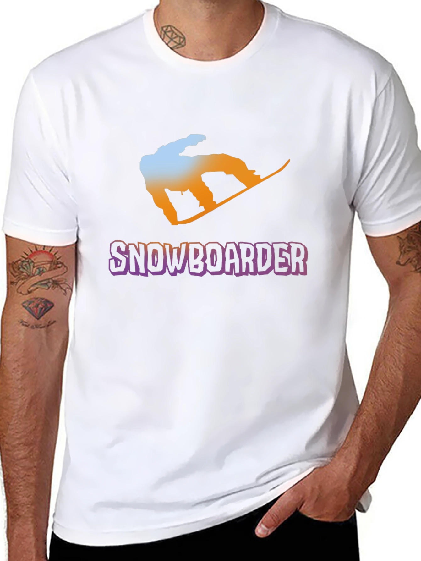 Snowboarder Graphic Tee - Black Cotton Blend