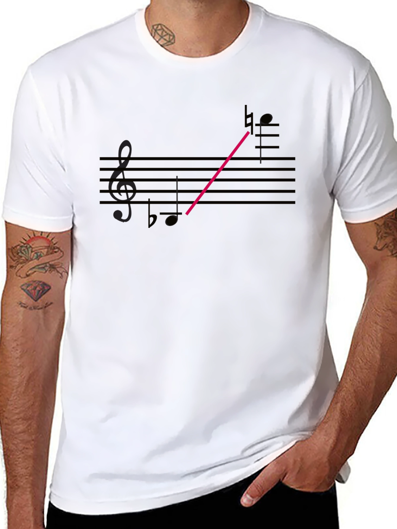Musical Note Graphic Tee - Casual Black T-Shirt