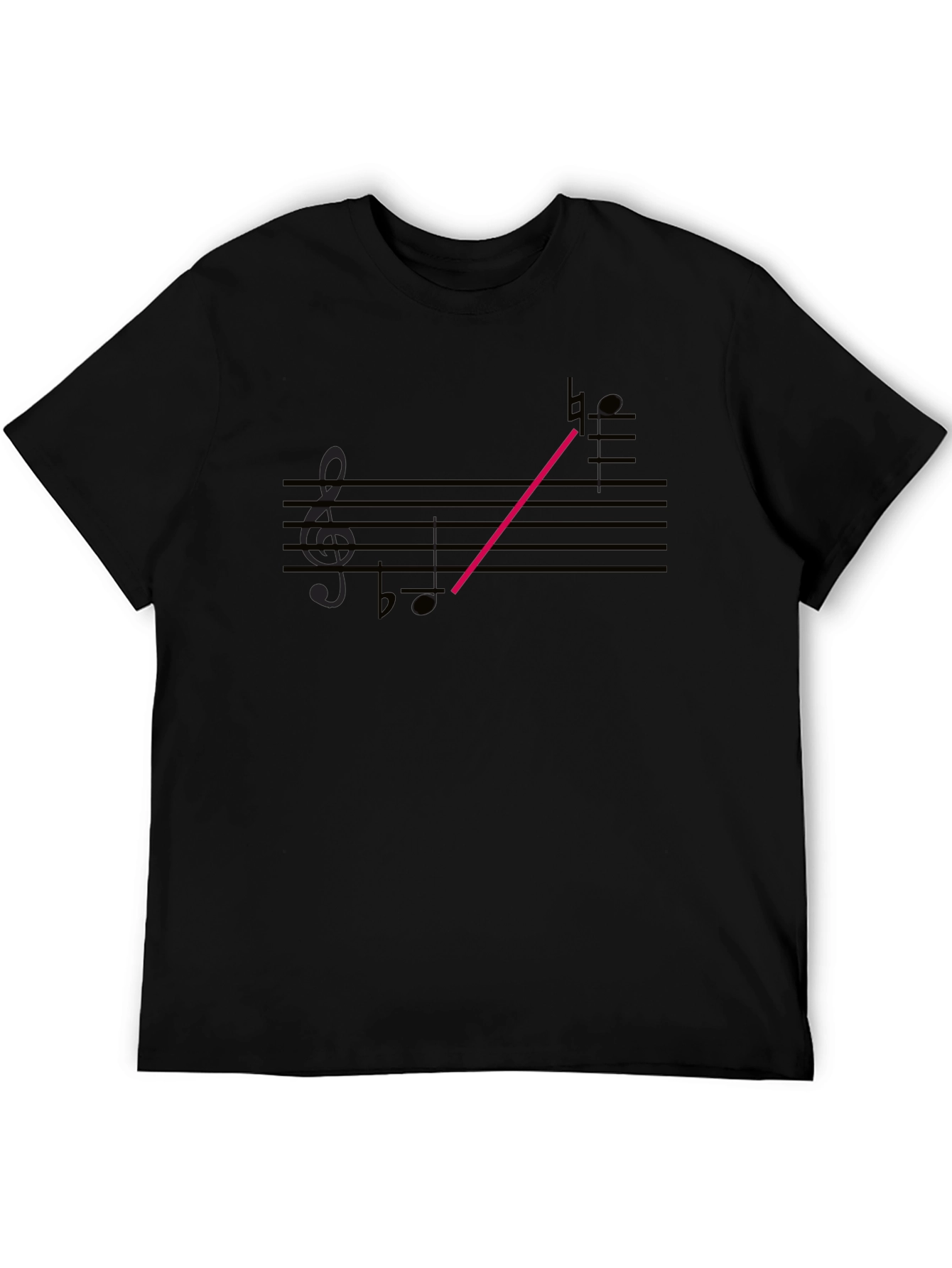 Musical Note Graphic Tee - Casual Black T-Shirt