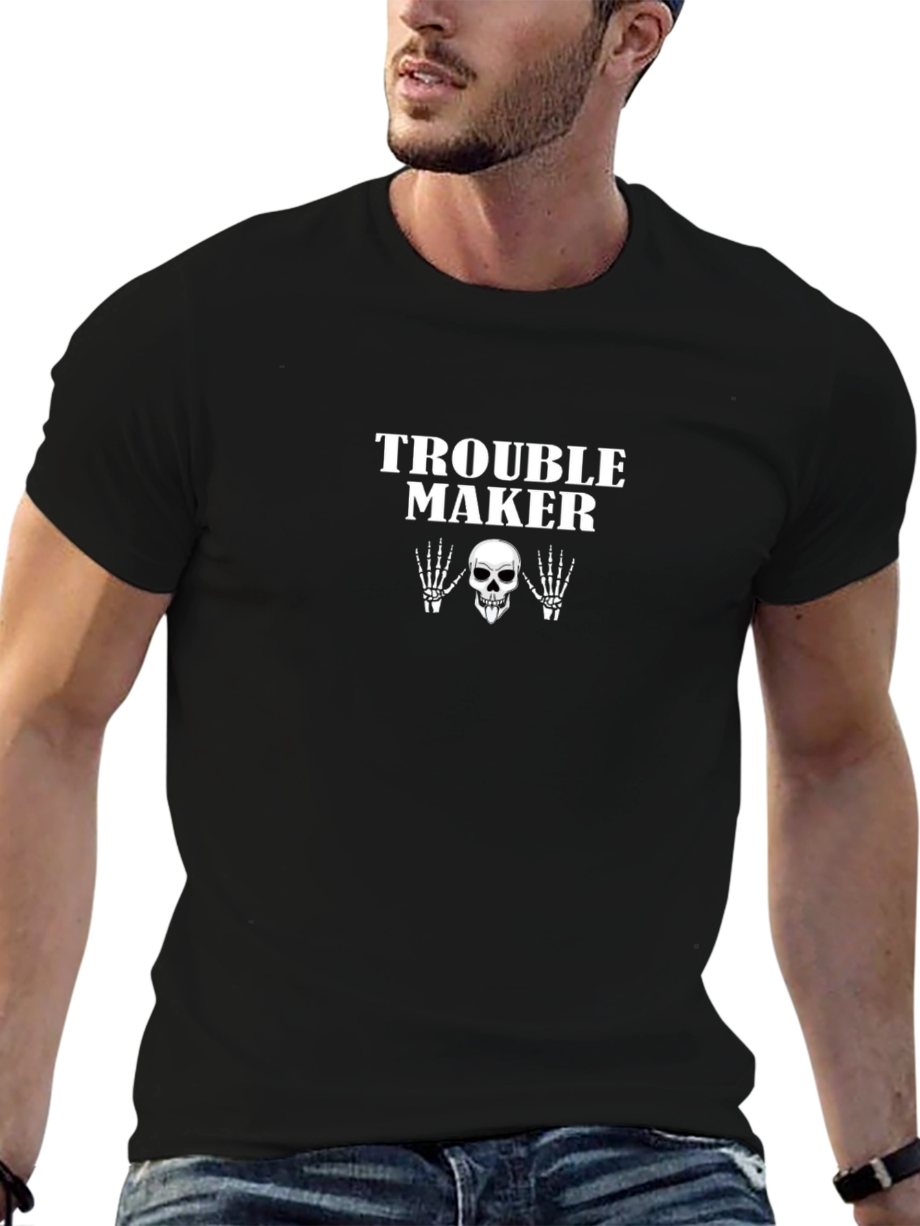Trouble Maker Skeleton Graphic T-Shirt