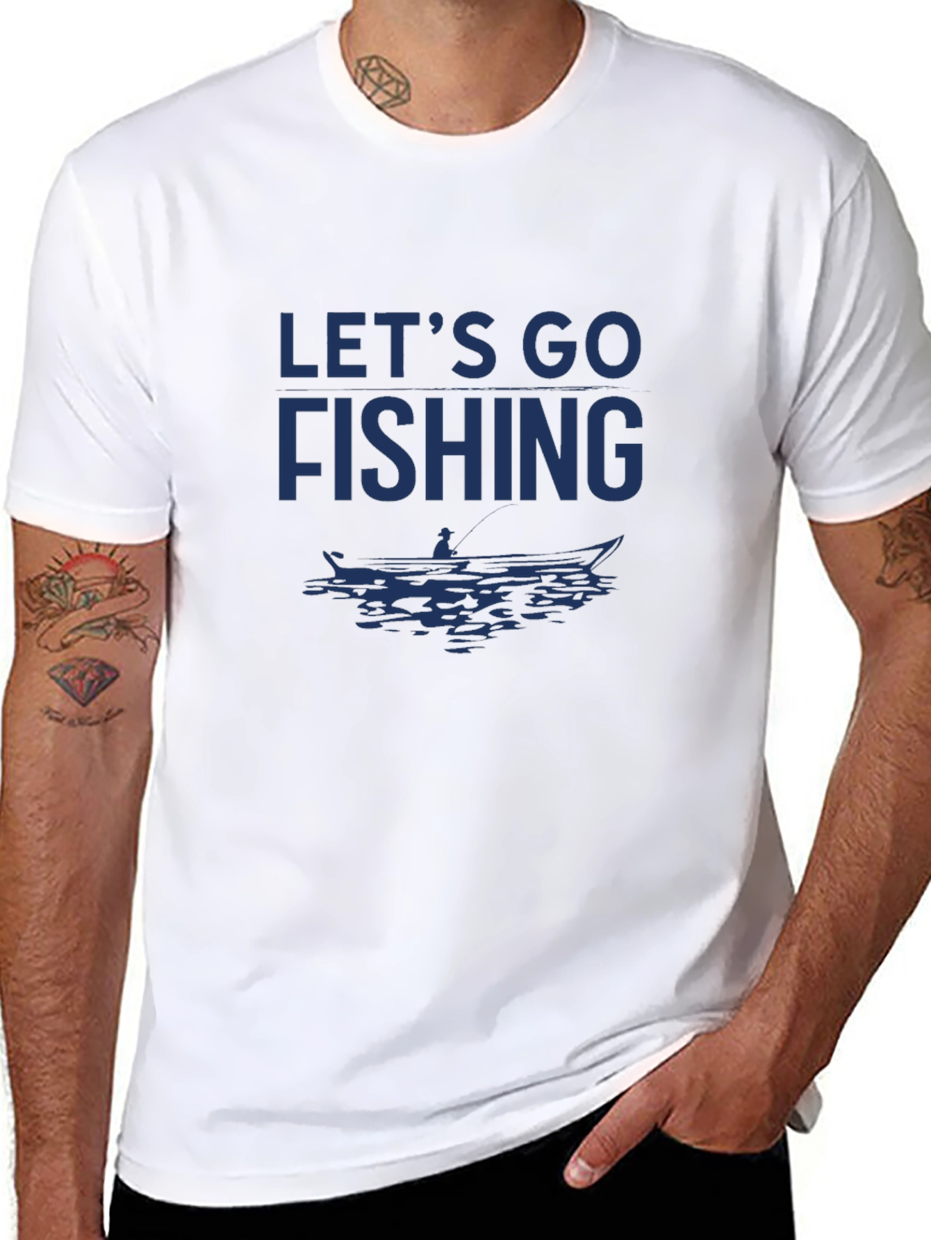 Lets Go Fishing Graphic Tee - Black
