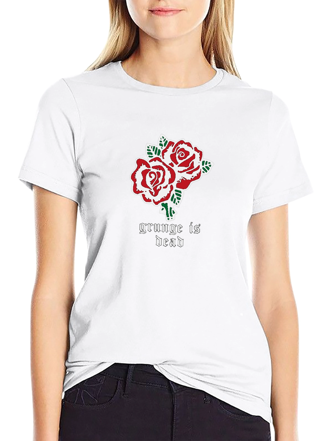 Grunge is Dead Rose Graphic T-Shirt
