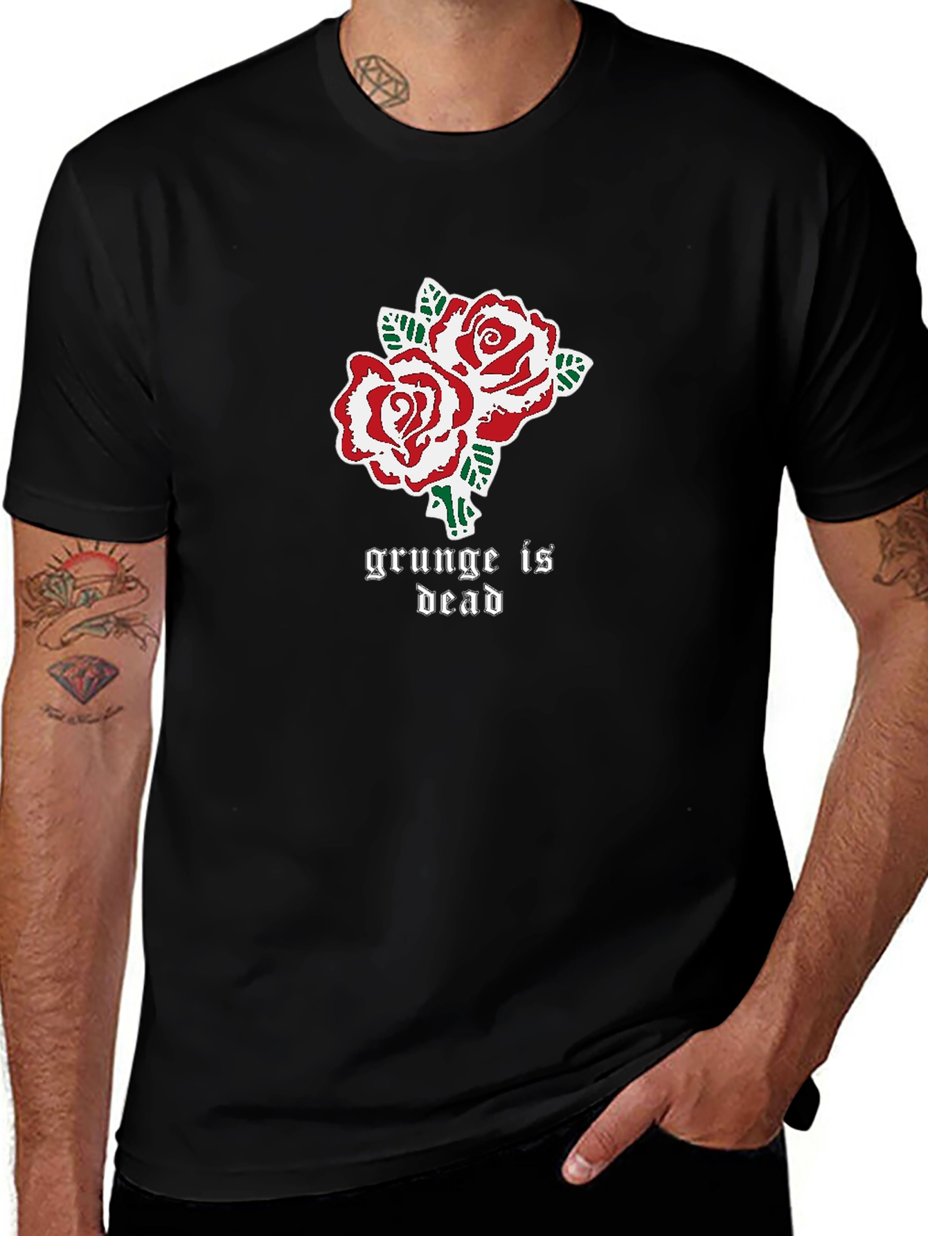 Grunge is Dead Rose Graphic T-Shirt