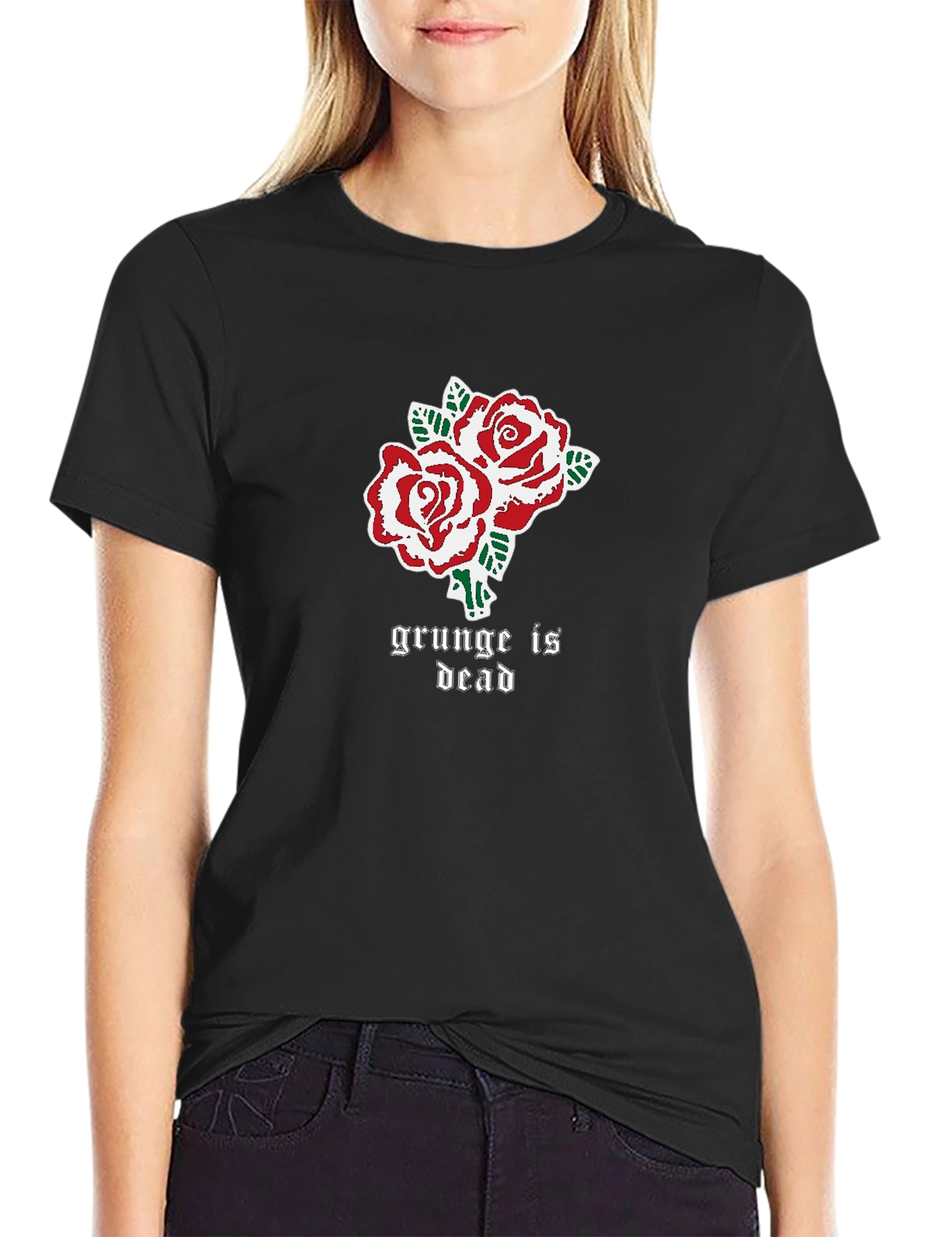 Grunge is Dead Rose Graphic T-Shirt