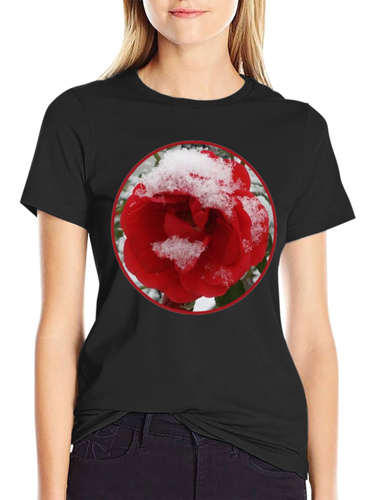 Red Rose in Snow Graphic T-Shirt