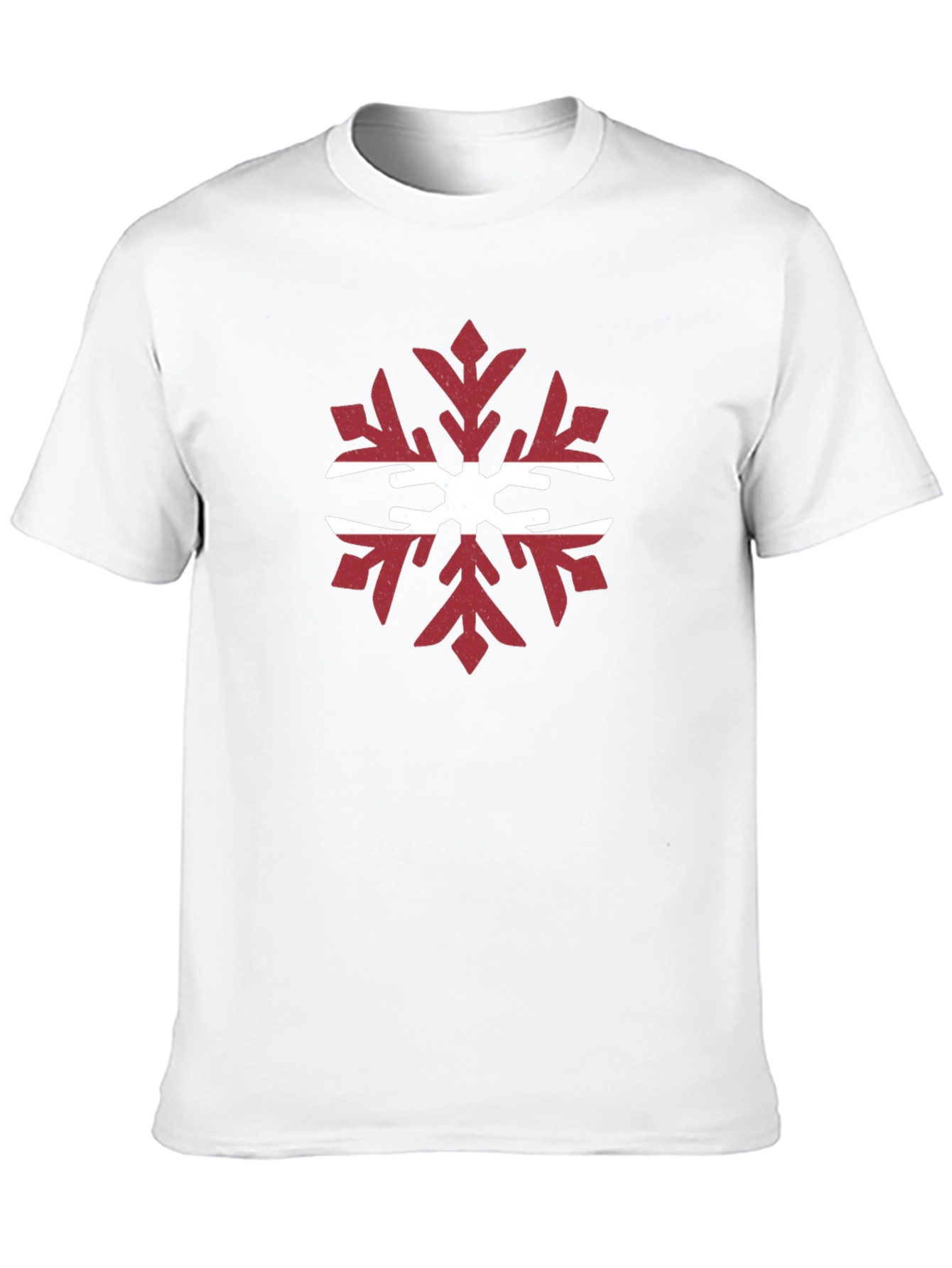 Latvian Flag Snowflake Graphic Tee - Black Cotton T-Shirt