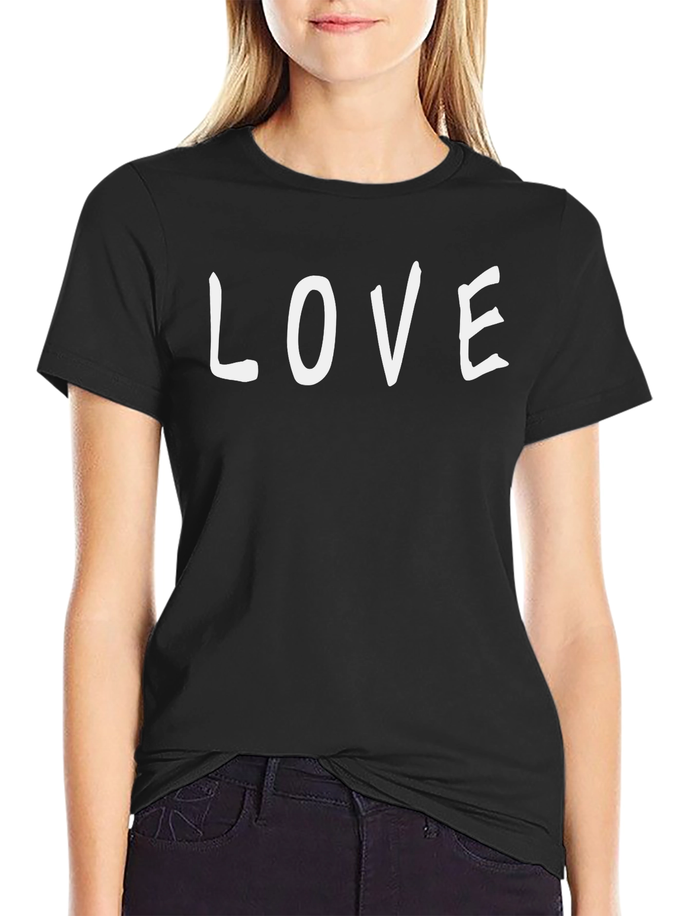 Love Graphic Print Black Crew Neck T-Shirt