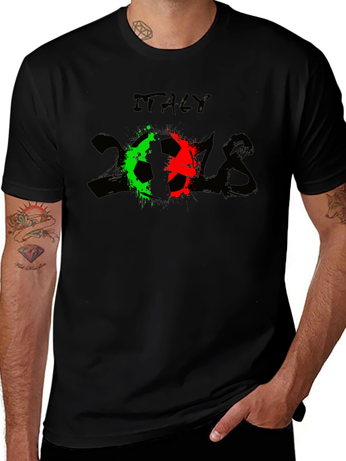 Italy Soccer 2018 Black T-Shirt
