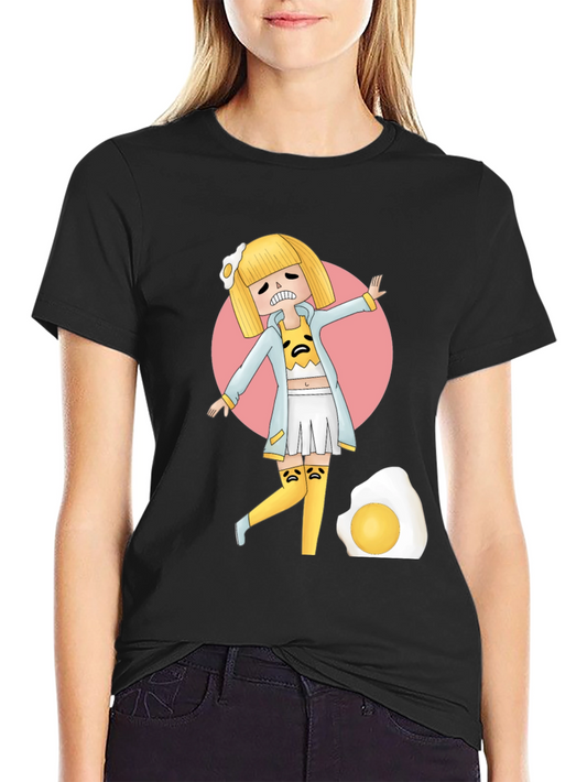 Gudetama Egg Girl Black T-Shirt