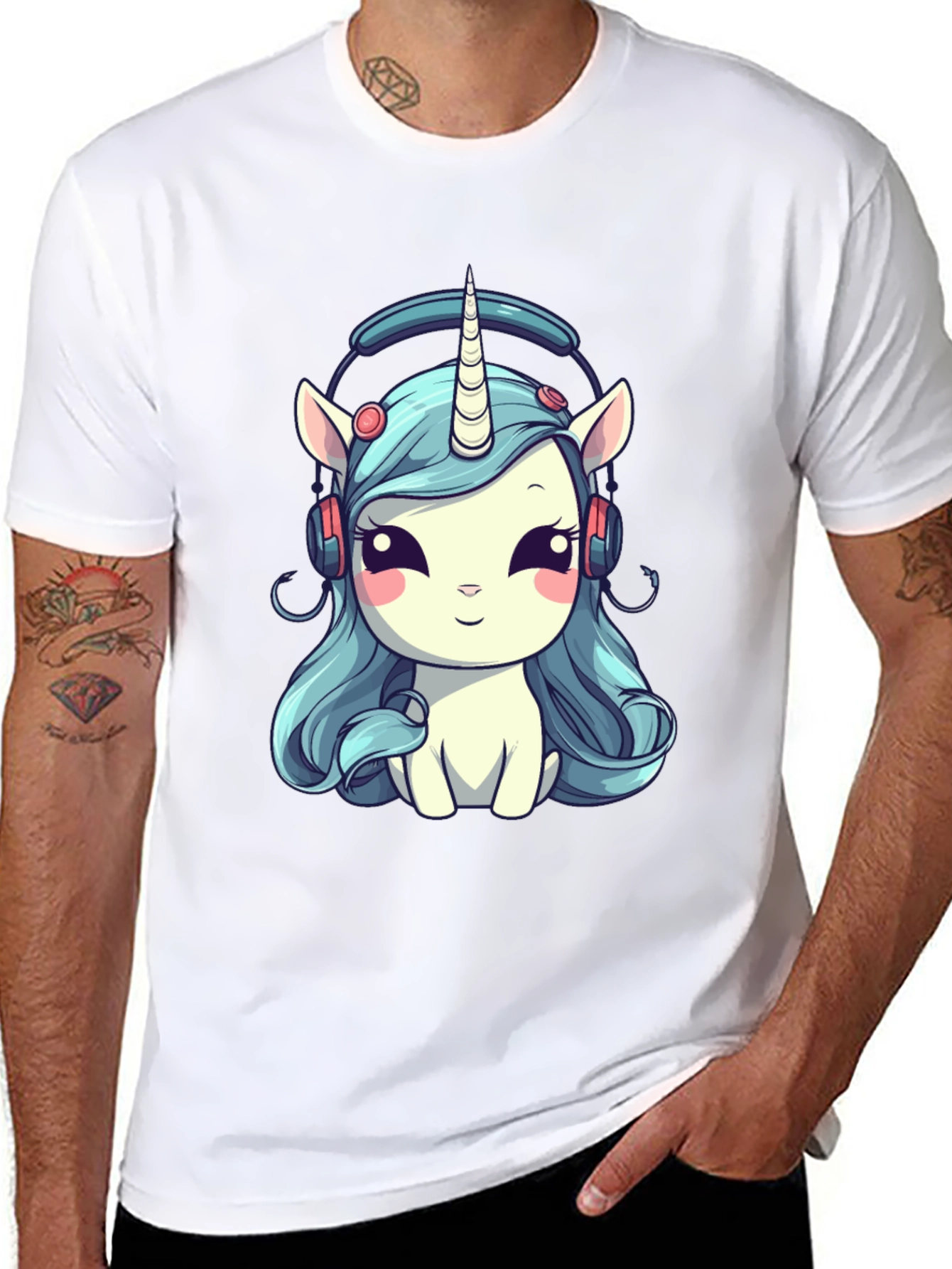 Unicorn Headphone Graphic Tee - Black