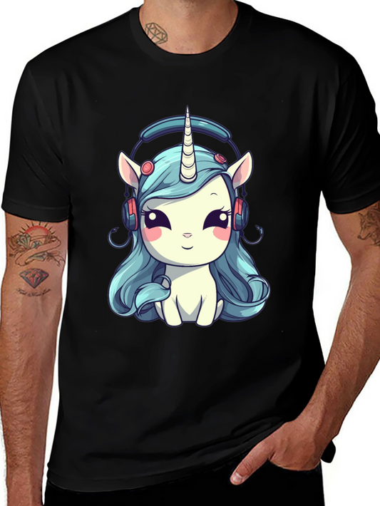 Unicorn Headphone Graphic Tee - Black