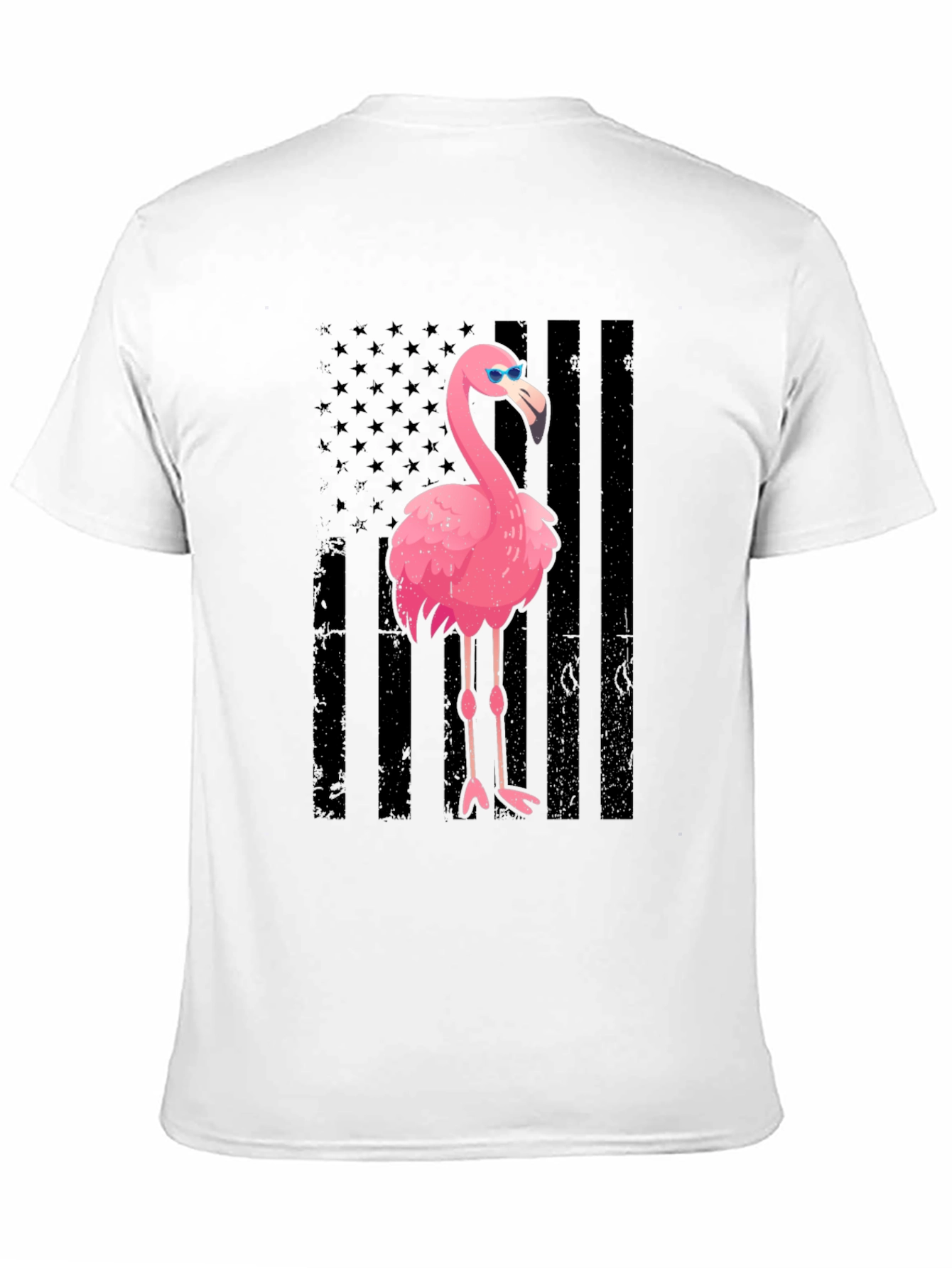 Flamingo American Flag Graphic Tee - Black