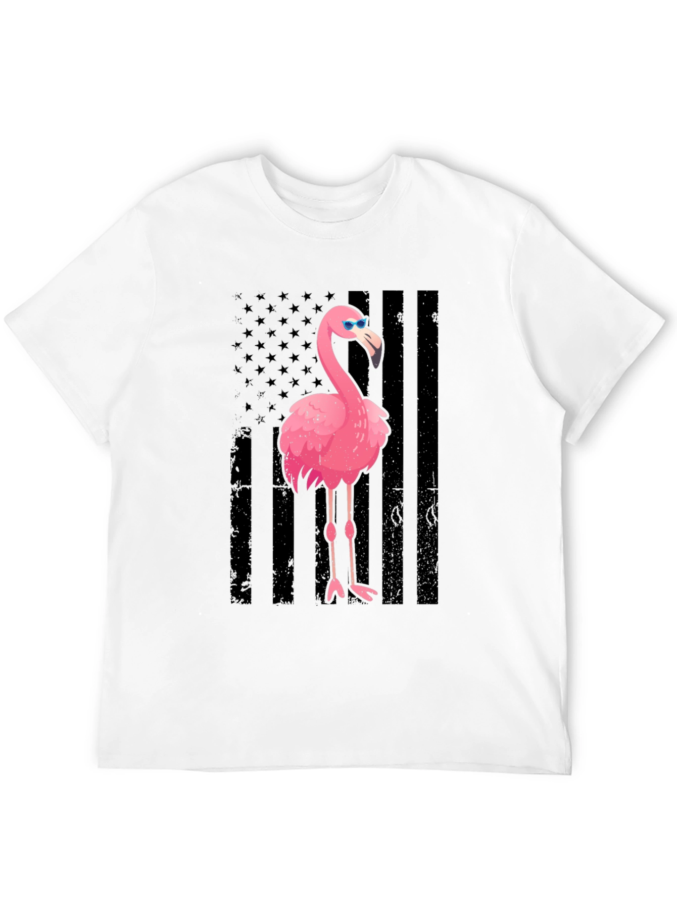 Flamingo American Flag Graphic Tee - Black