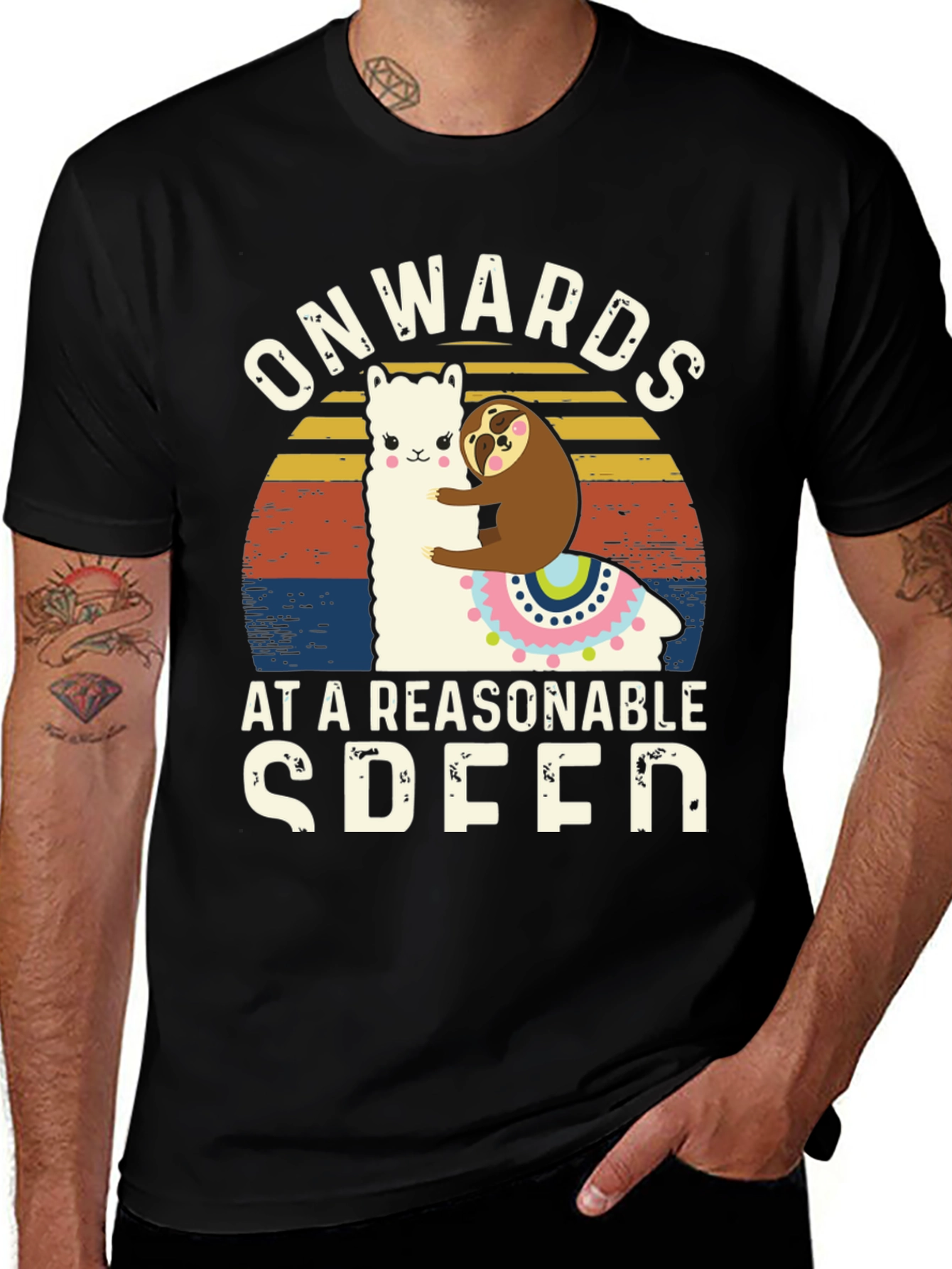 Onwards at a Reasonable Speed Sloth Llama T-Shirt