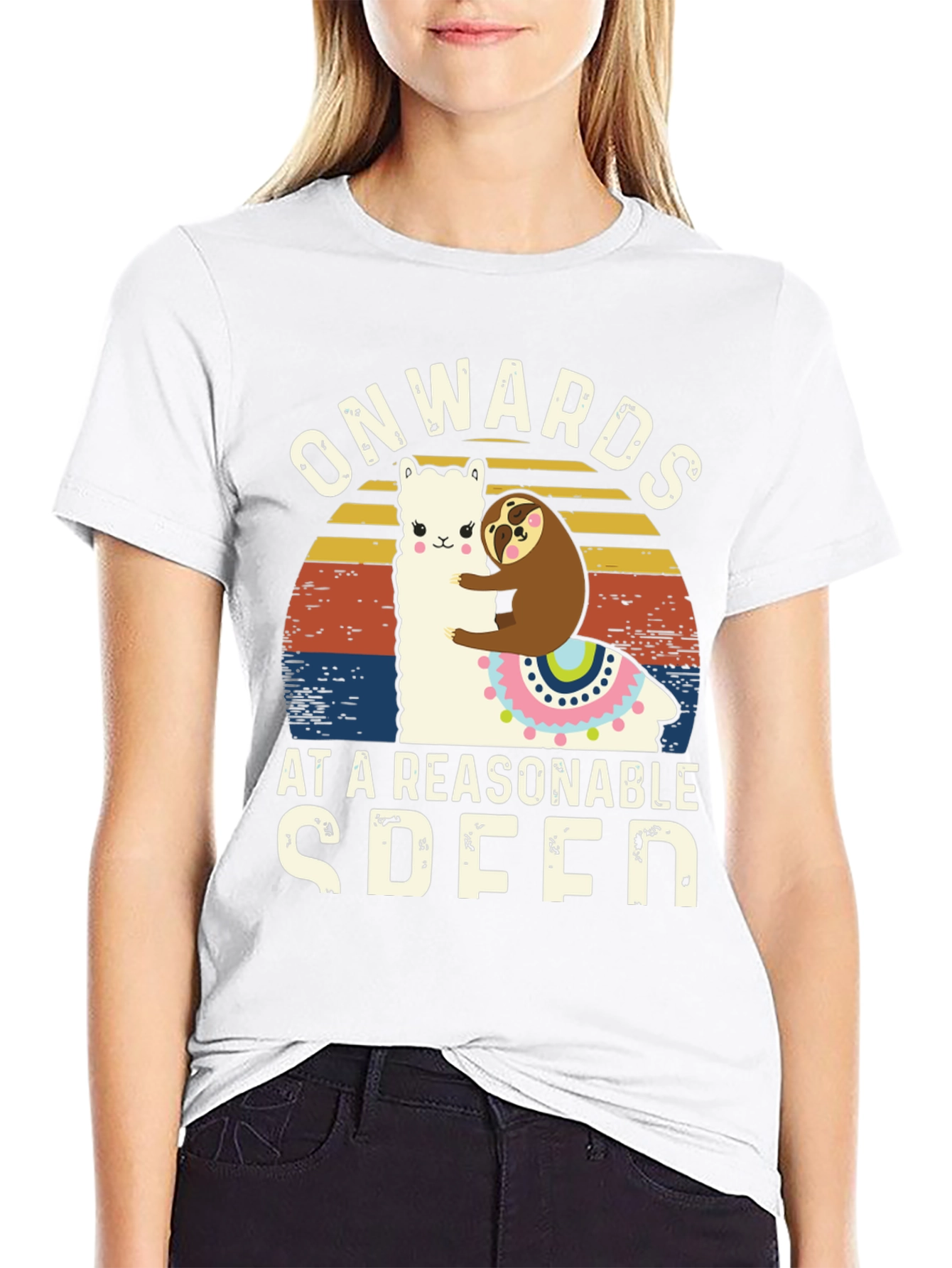 Onwards at a Reasonable Speed Sloth Llama T-Shirt
