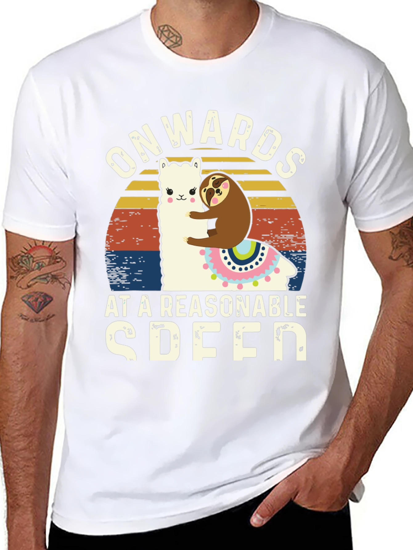 Onwards at a Reasonable Speed Sloth Llama T-Shirt