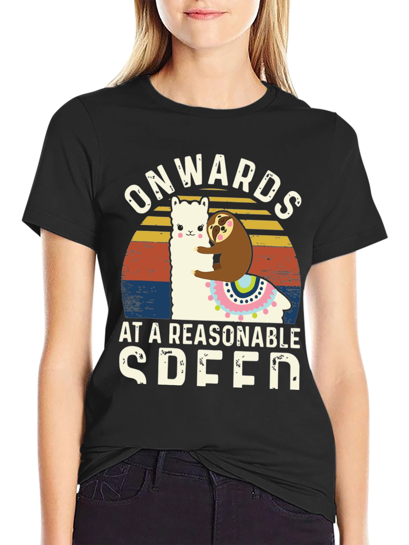 Onwards at a Reasonable Speed Sloth Llama T-Shirt
