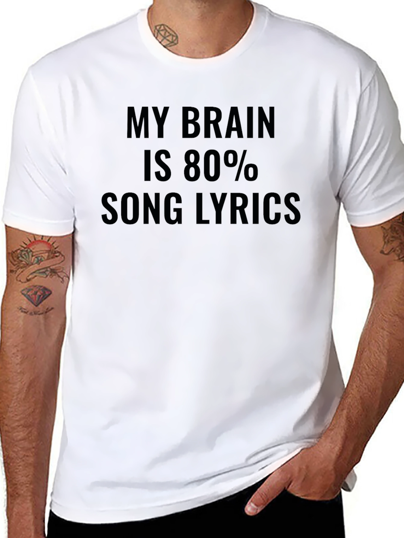 My Brain is 80% Song Lyrics Funny Graphic Tee