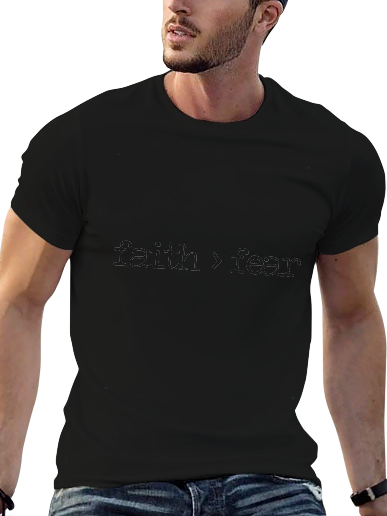 Faith Over Fear Black Graphic T-Shirt