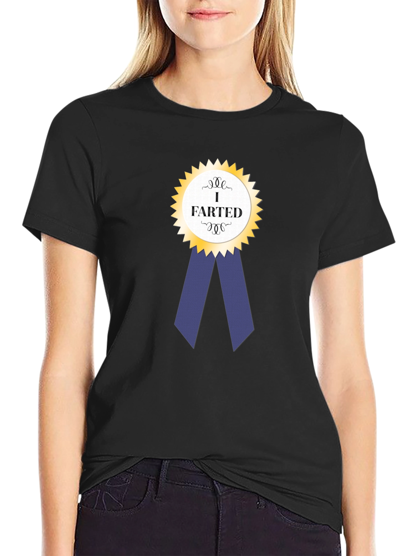 Funny I Farted Award Ribbon Black T-Shirt