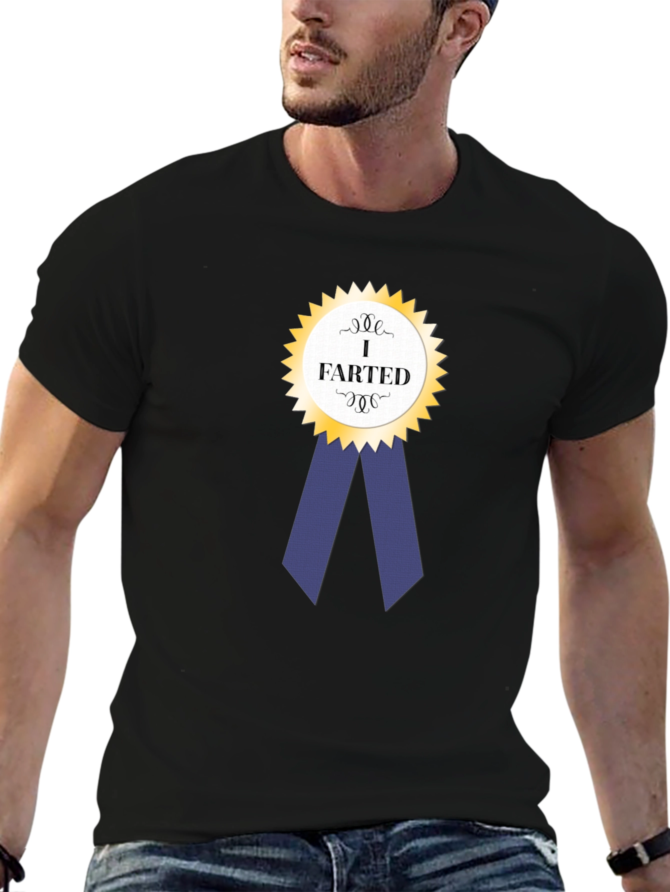 Funny I Farted Award Ribbon Black T-Shirt