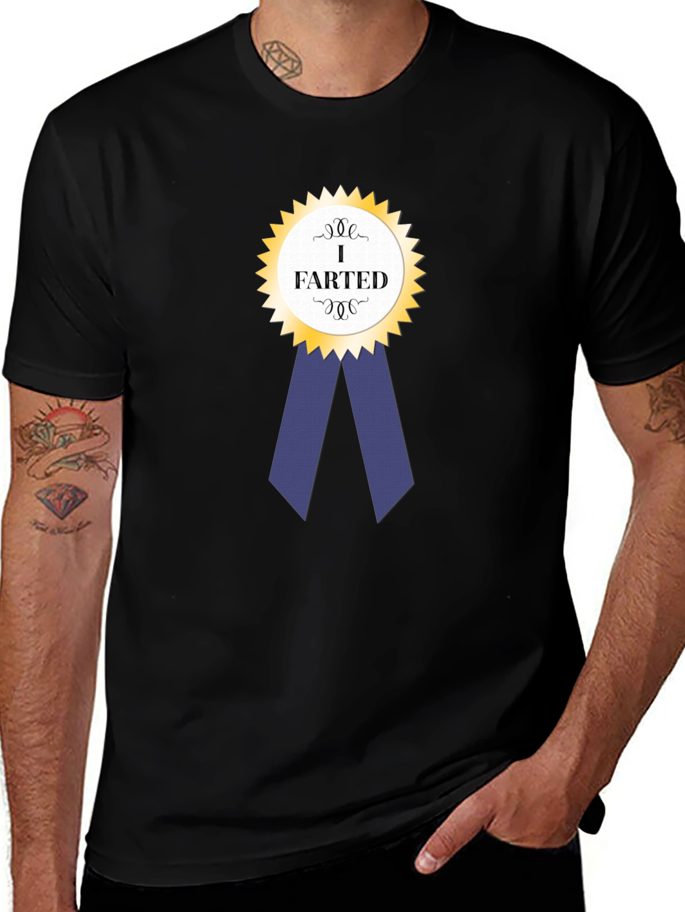 Funny I Farted Award Ribbon Black T-Shirt