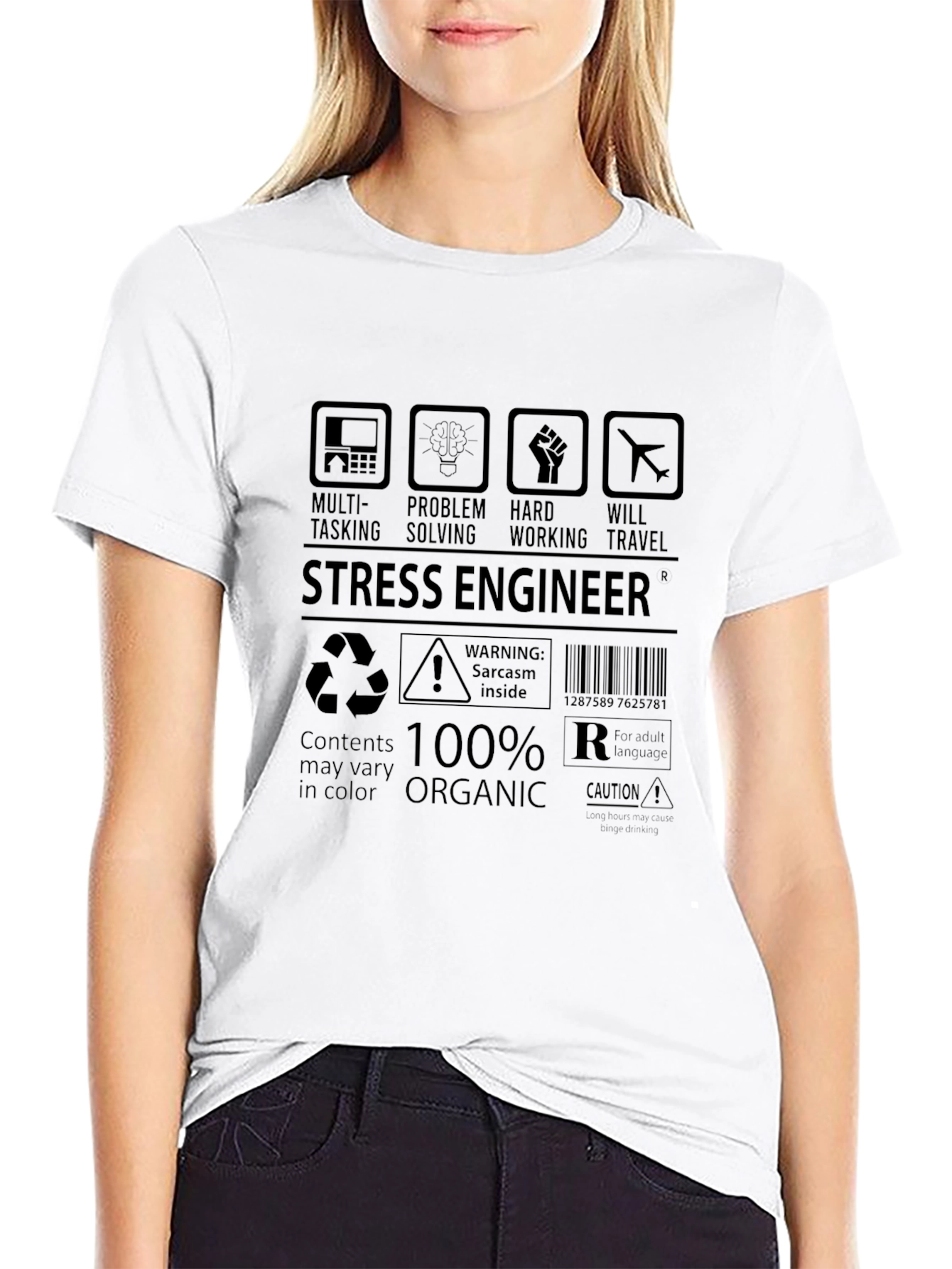 Stress Engineer Black Graphic T-Shirt