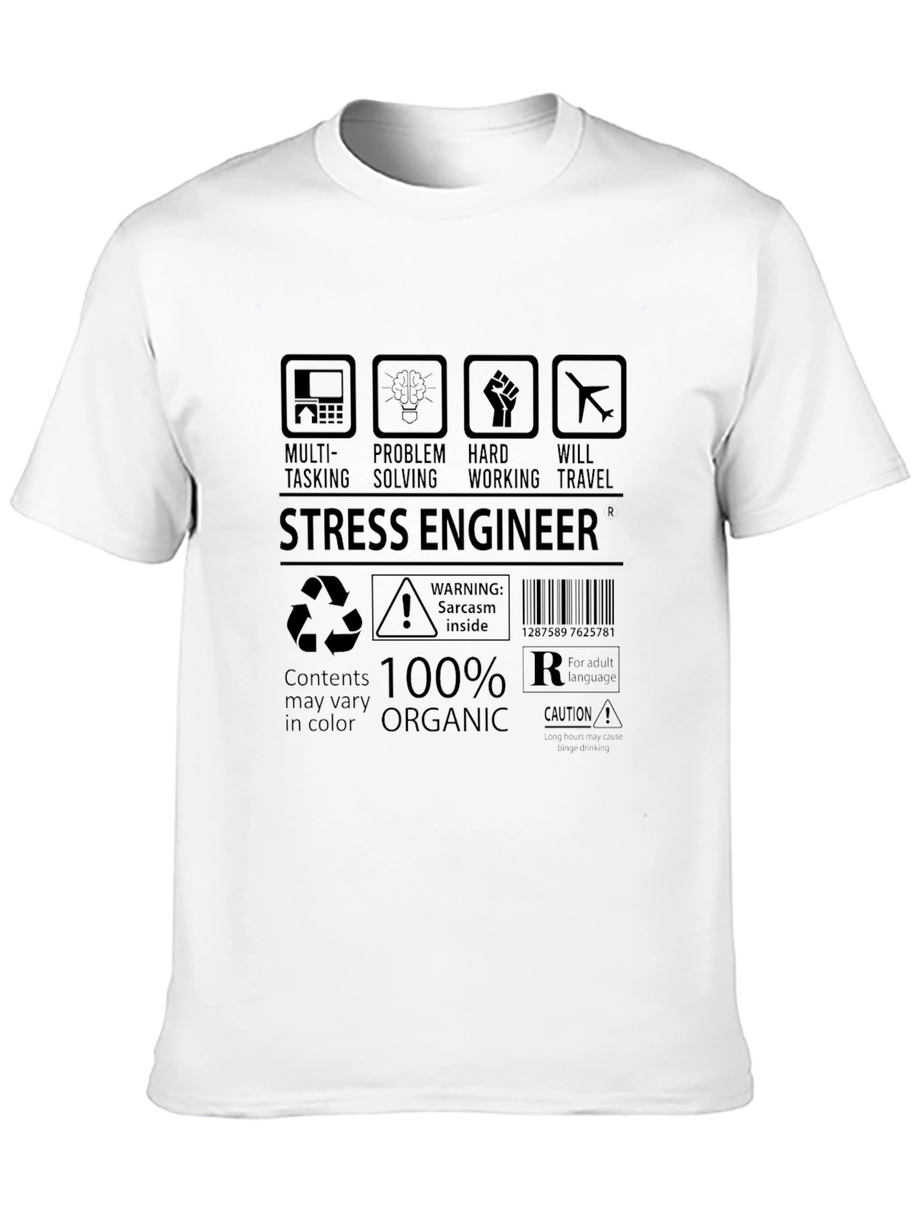 Stress Engineer Black Graphic T-Shirt