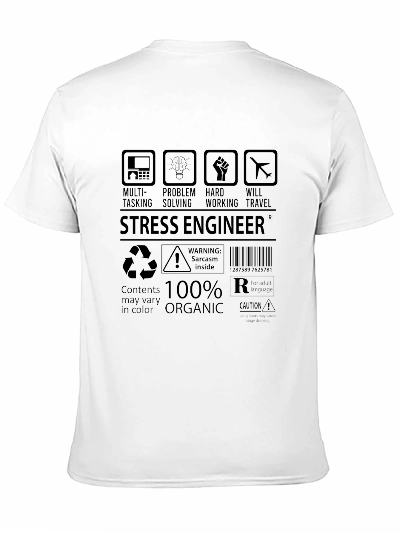 Stress Engineer Black Graphic T-Shirt