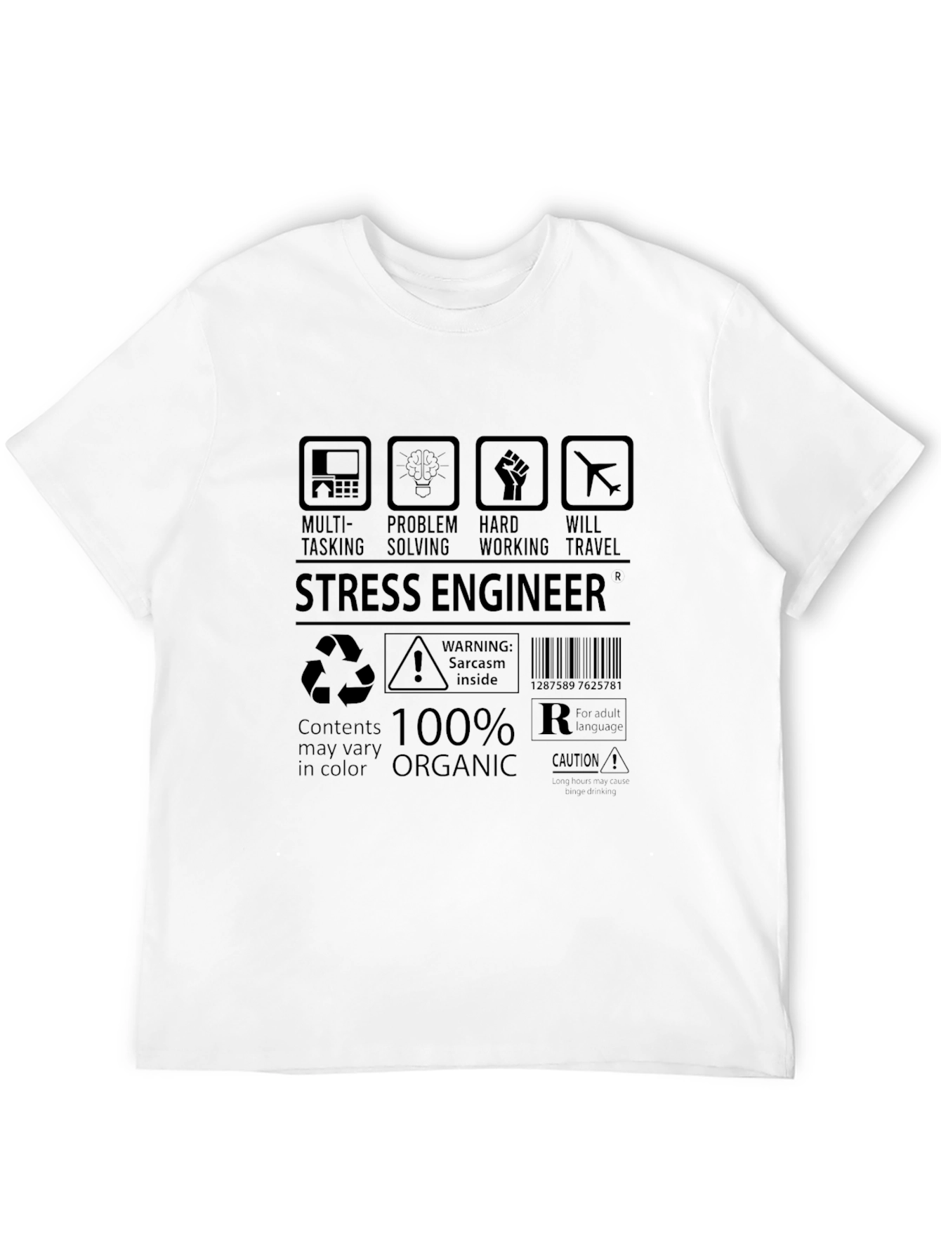 Stress Engineer Black Graphic T-Shirt