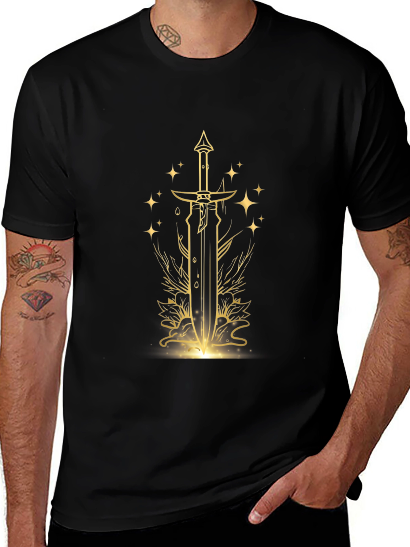 Fantasy Sword Graphic Tee - Black