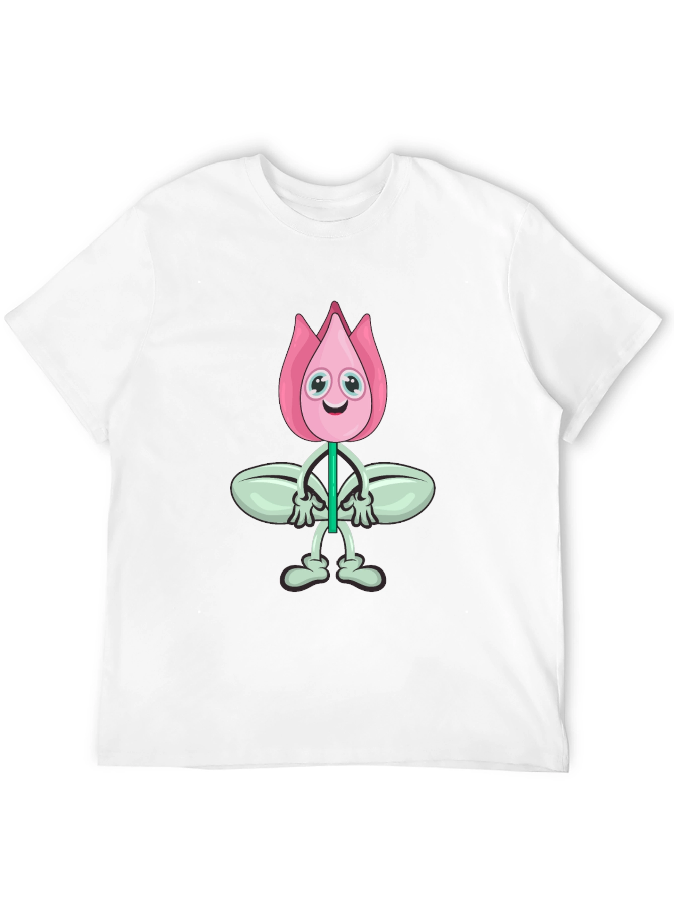 Cartoon Flower Graphic Black T-Shirt