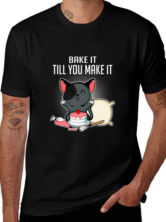 Bake It Till You Make It T-Shirt Funny Baking Cat Tee