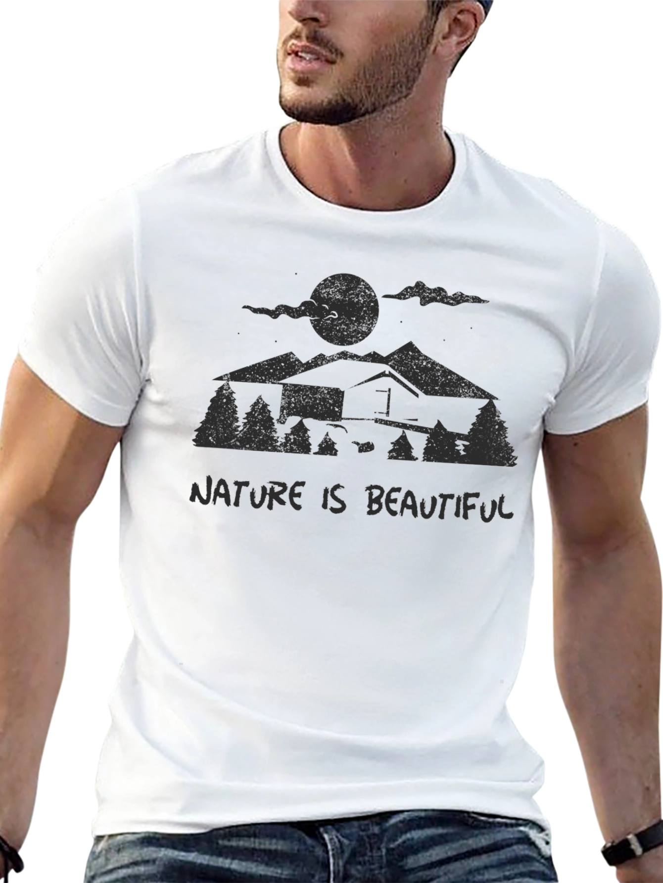 Nature is Beautiful Graphic Tee - Mens Black T-Shirt