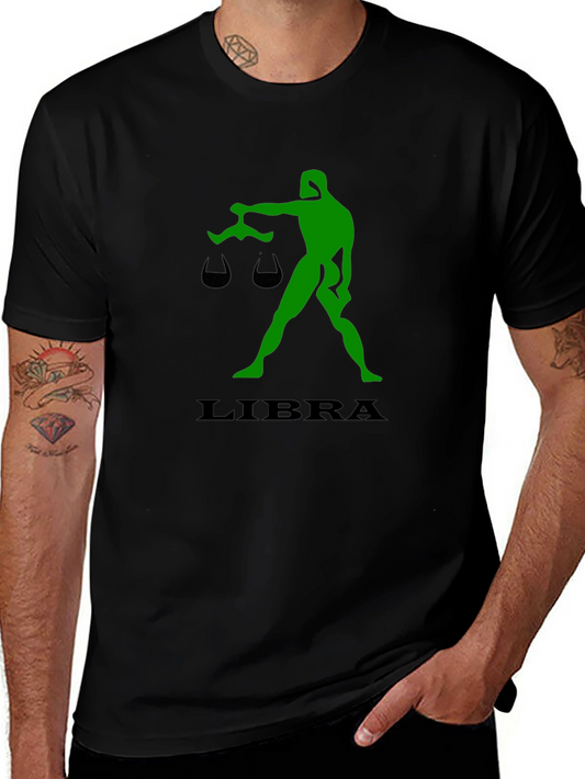Libra Zodiac Sign Graphic Black T-Shirt