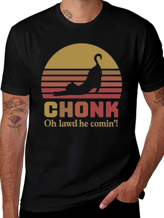 Chonk Cat Sunset Graphic Tee - Oh Lawd He Comin!