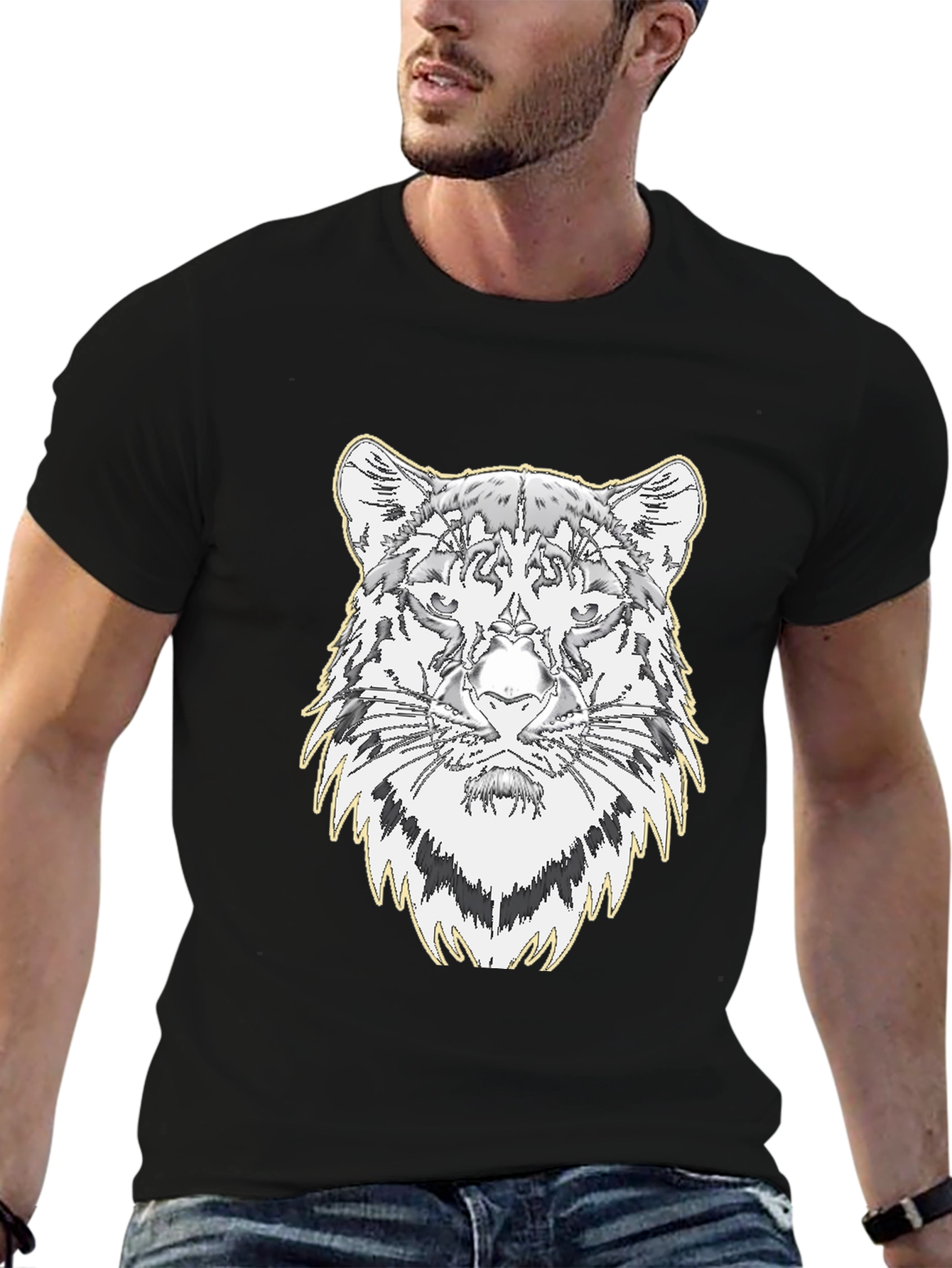 Cool Tiger Graphic Tee - Mens Black T-Shirt