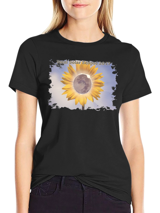 Total Solar Eclipse 2017 Sunflower Black T-Shirt